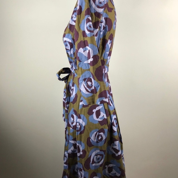 Boden Riviera Floral Shirt Dress Roses Belt Size 4 - Picture 5 of 8